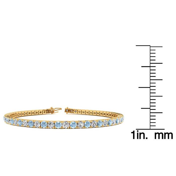 Aquamarine Bracelet: Aquamarine Jewelry: 4 Carat Aquamarine And Diamond Tennis Bracelet In 14 Karat Yellow Gold, 7 Inches