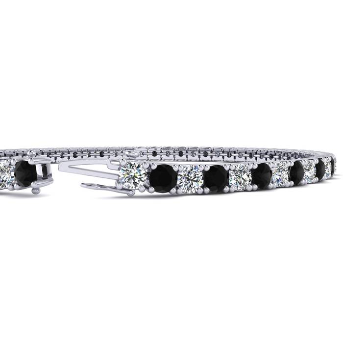 3 1/2 Carat Black And White Diamond Tennis Bracelet In 14 Karat White Gold, 6 Inches