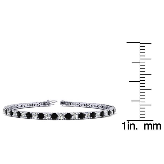 4 Carat Black And White Diamond Tennis Bracelet In 14 Karat White Gold, 7 Inches