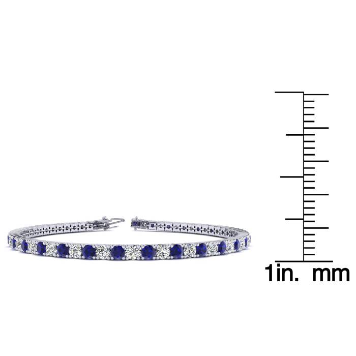 4 Carat Sapphire And Diamond Tennis Bracelet In 14 Karat White Gold, 6 Inches