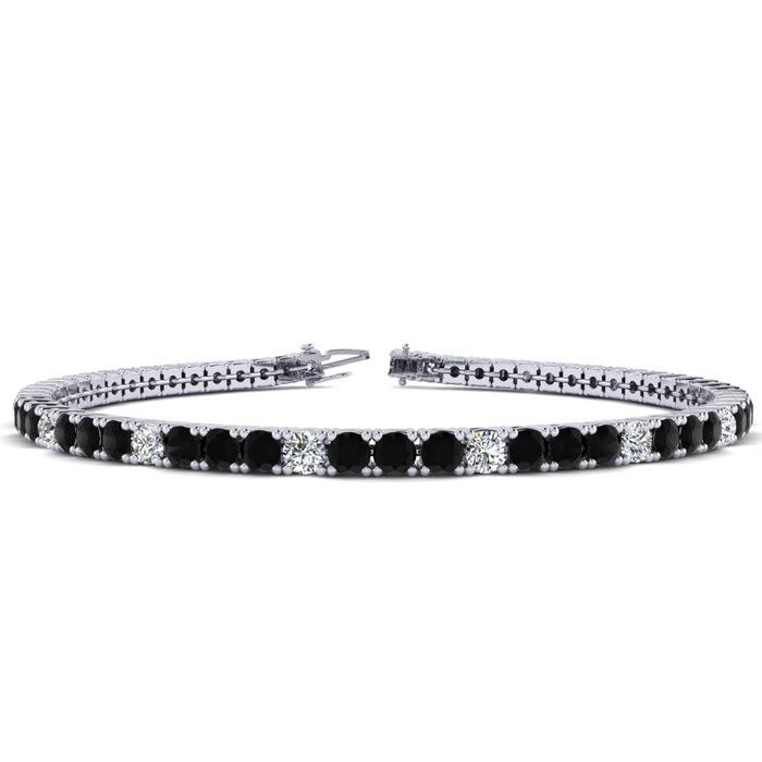 4 Carat Black And White Diamond Alternating Tennis Bracelet In 14 Karat White Gold, 7 Inches