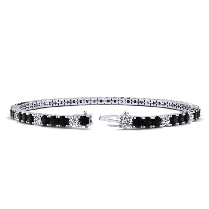 5 Carat Black And White Diamond Alternating Tennis Bracelet In 14 Karat White Gold, 9 Inches
