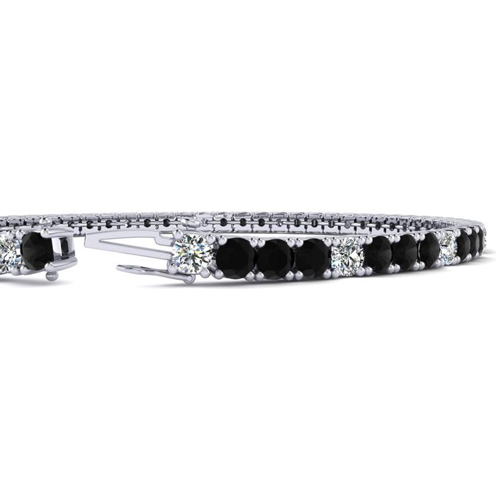 5 Carat Black And White Diamond Alternating Tennis Bracelet In 14 Karat White Gold, 9 Inches