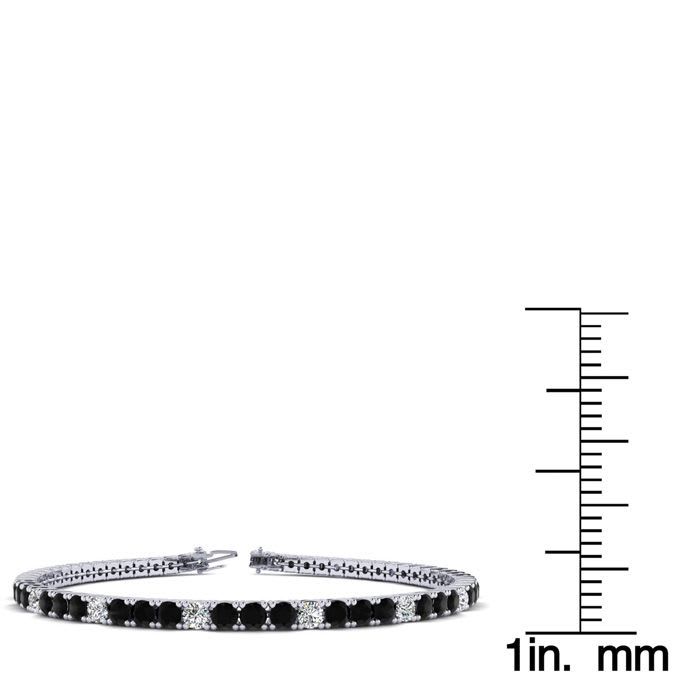 5 Carat Black And White Diamond Alternating Tennis Bracelet In 14 Karat White Gold, 9 Inches
