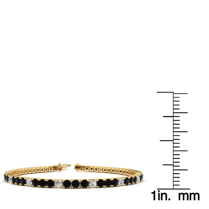 4 Carat Black And White Diamond Alternating Tennis Bracelet In 14 Karat Yellow Gold, 7 Inches