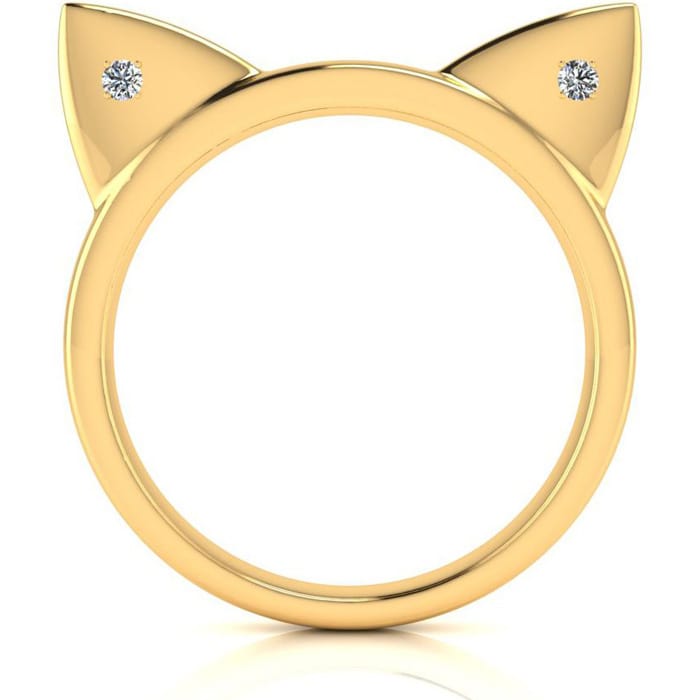 Diamond Accent Cat Ears Ring In Yellow Gold Over Sterling Silver