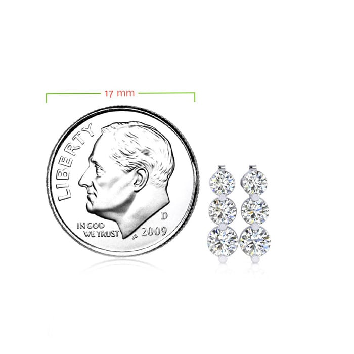 Diamond Drop Earrings: 1/2ct Three Diamond Graduated Drop Earrings In 14K White Gold