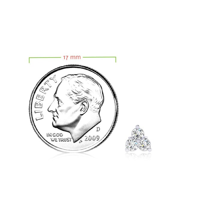 1/4ct Three Diamond Triangle Stud Earrings In 14K White Gold