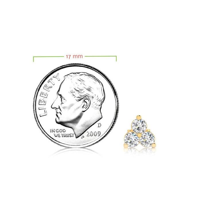 1/2ct Three Diamond Triangle Stud Earrings In 14K Yellow Gold