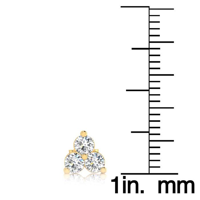 1/2ct Three Diamond Triangle Stud Earrings In 14K Yellow Gold