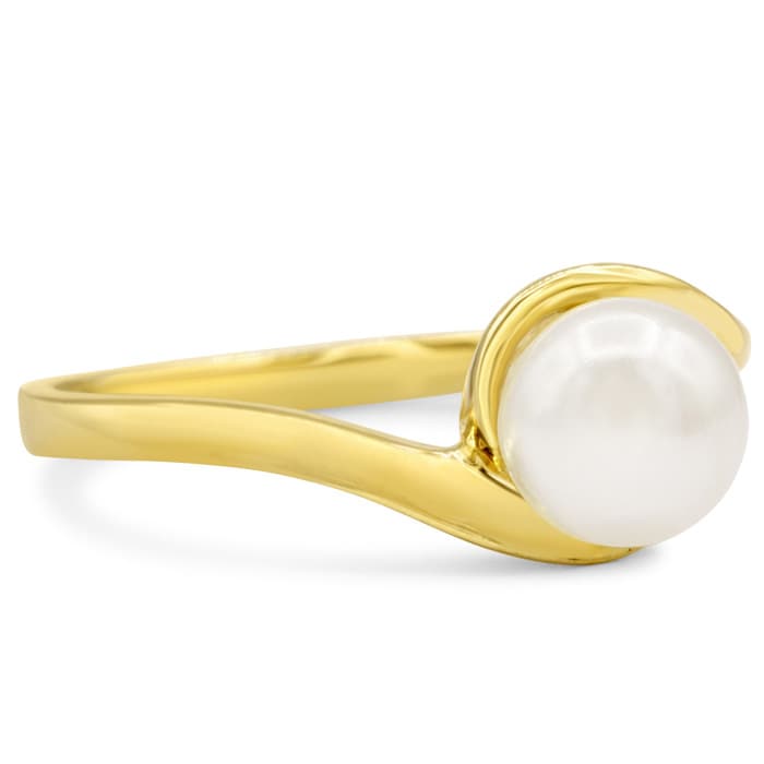 Round Freshwater Cultured Pearl Ring In 14 Karat Yellow Gold