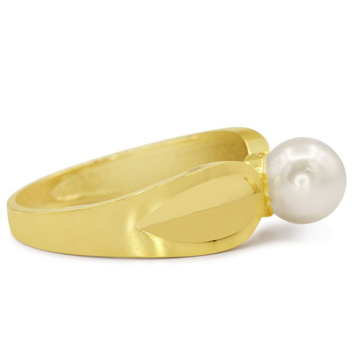 Round Freshwater Cultured Pearl Ring In 14 Karat Yellow Gold