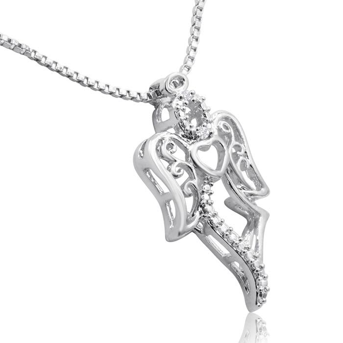 Diamond Accent Angel Heart Necklace, 18 Inches