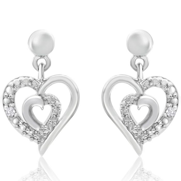 Diamond Accent Heart Dangle Earrings