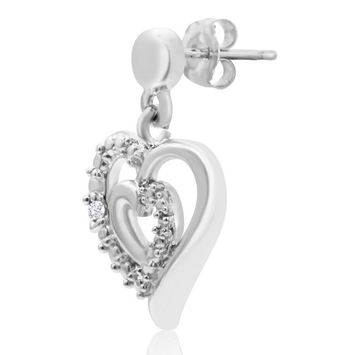 Diamond Accent Heart Dangle Earrings