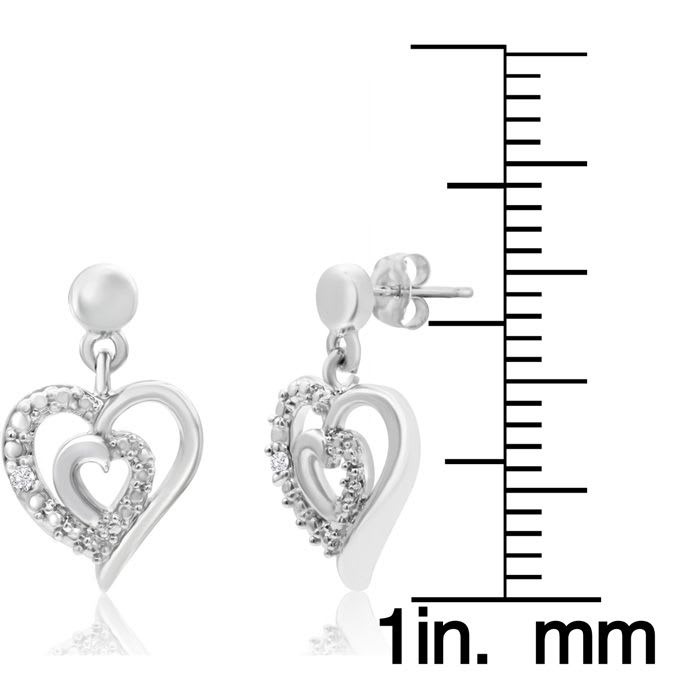 Diamond Accent Heart Dangle Earrings