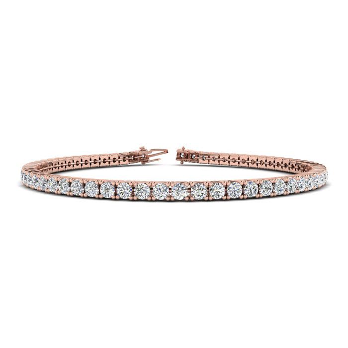 3 Carat Diamond Tennis Bracelet In 14 Karat Rose Gold, 7 Inches