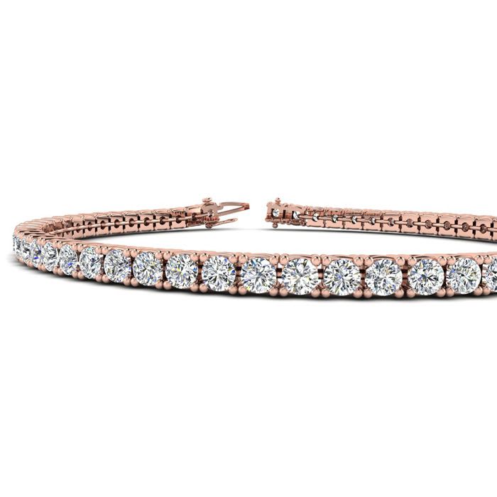 3 Carat Diamond Tennis Bracelet In 14 Karat Rose Gold, 7 Inches