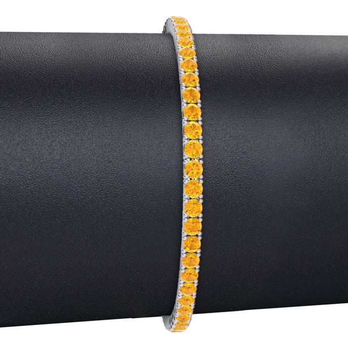 2 3/4 Carat Citrine Tennis Bracelet In 14 Karat White Gold, 6 Inches