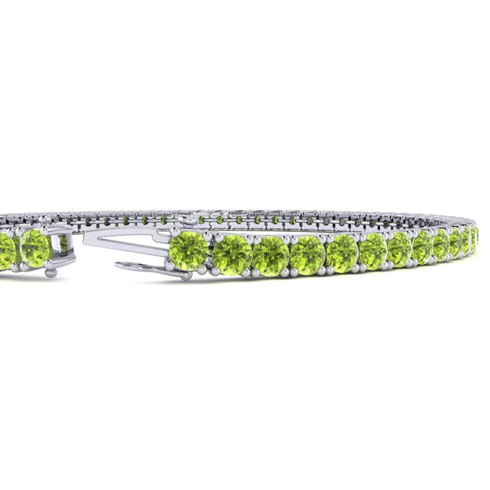 3 1/3 Carat Peridot Tennis Bracelet In 14 Karat White Gold, 7 Inches