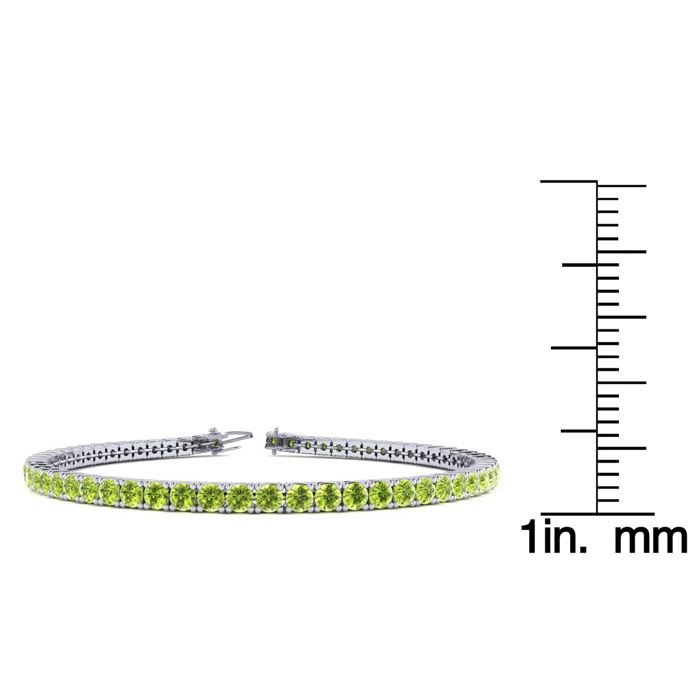 3 1/3 Carat Peridot Tennis Bracelet In 14 Karat White Gold, 7 Inches