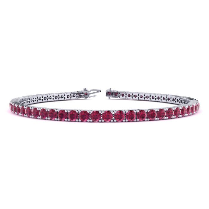 Ruby Bracelet; Ruby Tennis Bracelet; 5 1/3 Carat Ruby Tennis Bracelet In 14 Karat White Gold