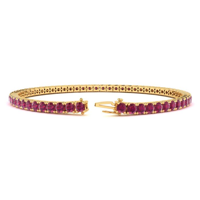 Ruby Bracelet; Ruby Tennis Bracelet; 4 3/4 Carat Ruby Tennis Bracelet In 14 Karat Yellow Gold