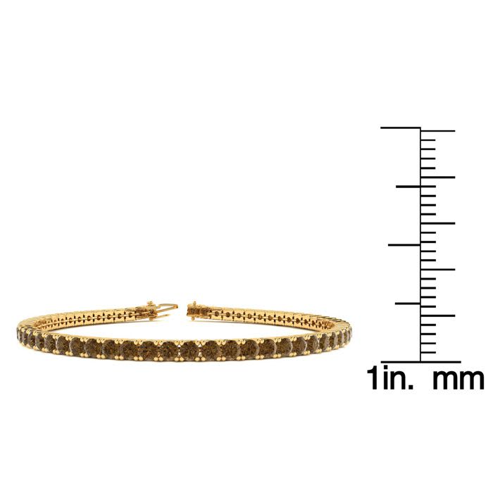 2 3/4 Carat Chocolate Bar Brown Champagne Diamond Tennis Bracelet In 14 Karat Yellow Gold, 7 1/2 Inches