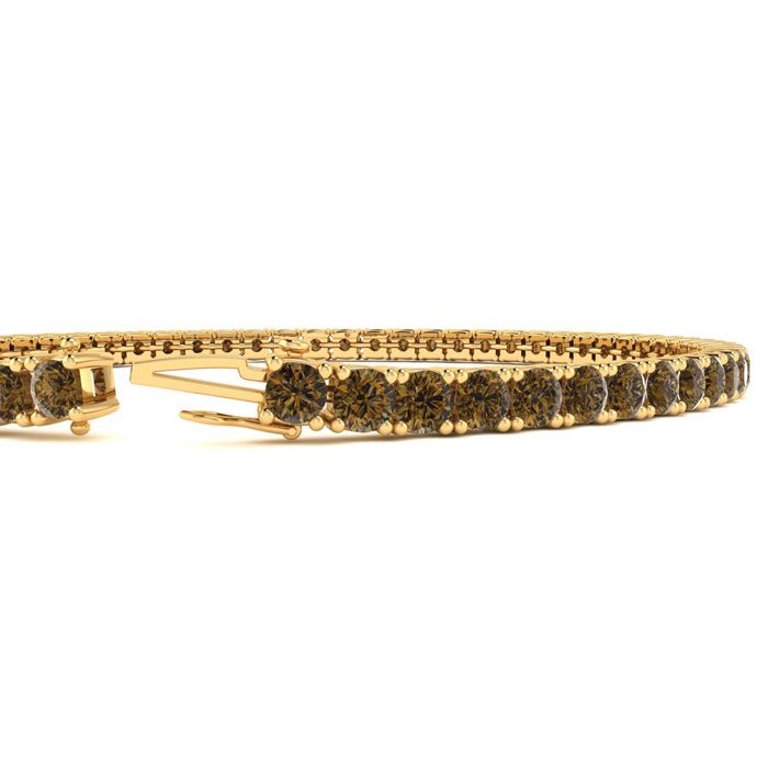 3 Carat Chocolate Bar Brown Champagne Diamond Tennis Bracelet In 14 Karat Yellow Gold, 8 Inches