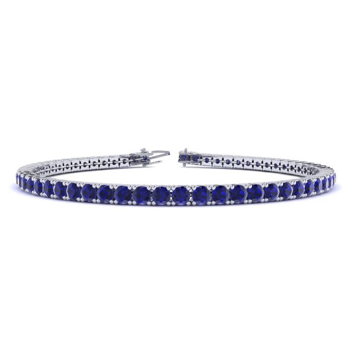 3 3/4 Carat Sapphire Tennis Bracelet In 14 Karat White Gold, 6 1/2 Inches