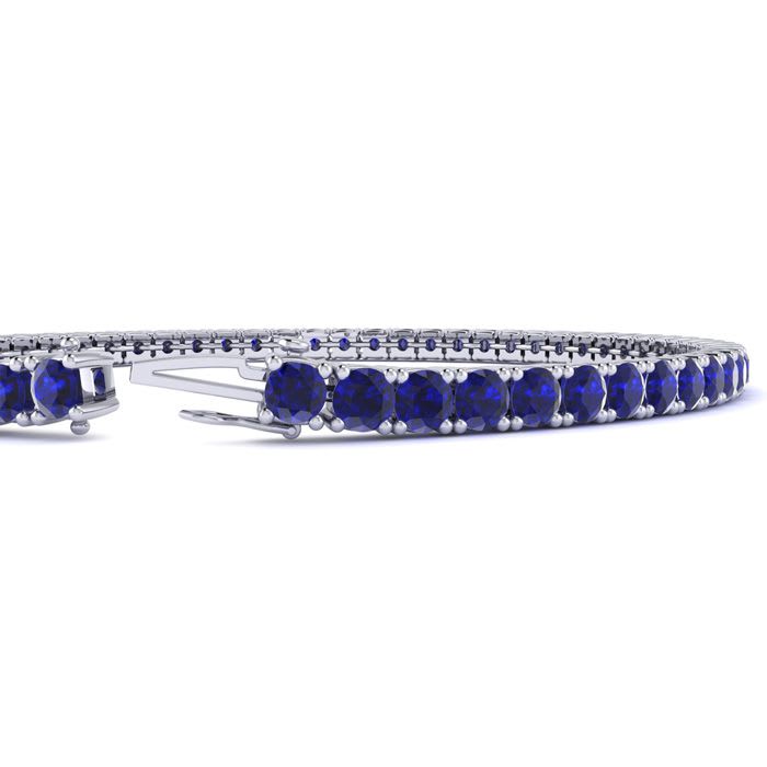 4 1/3 Carat Sapphire Tennis Bracelet In 14 Karat White Gold, 7 1/2 Inches