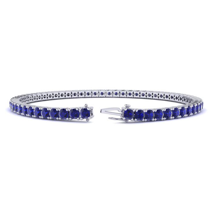 5 Carat Sapphire Tennis Bracelet In 14 Karat White Gold, 9 Inches