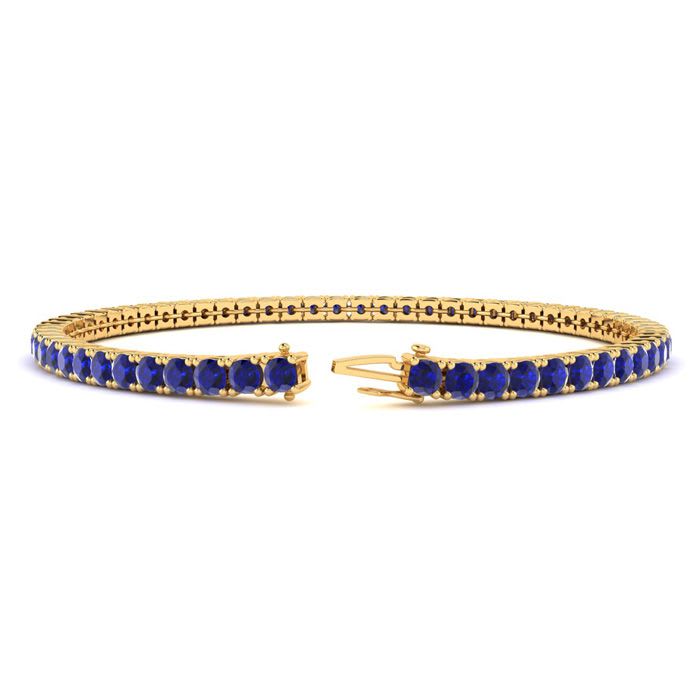 4 Carat Sapphire Tennis Bracelet In 14 Karat Yellow Gold, 7 Inches