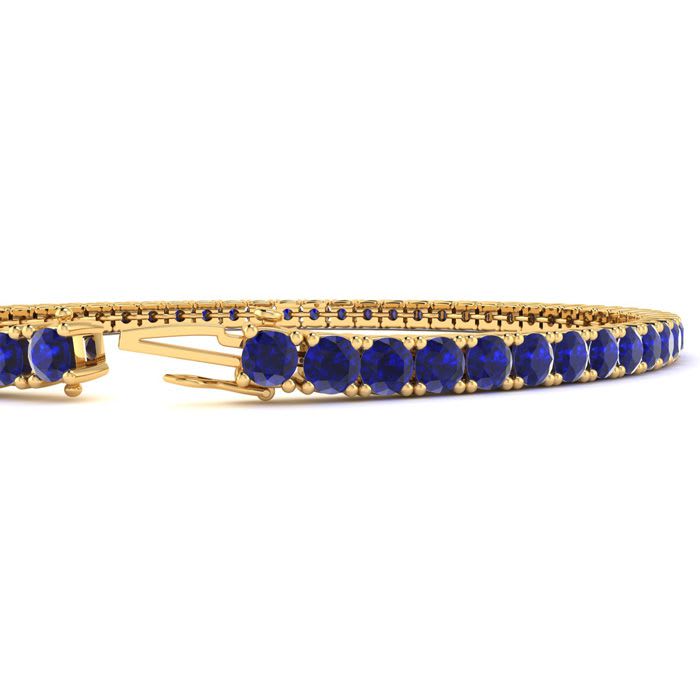 4 Carat Sapphire Tennis Bracelet In 14 Karat Yellow Gold, 7 Inches