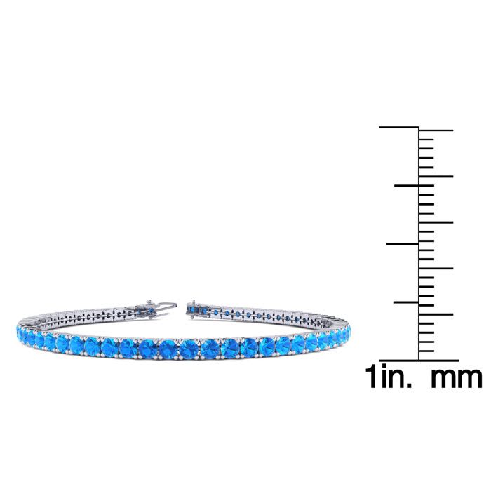 5 Carat Blue Topaz Tennis Bracelet In 14 Karat White Gold, 9 Inches