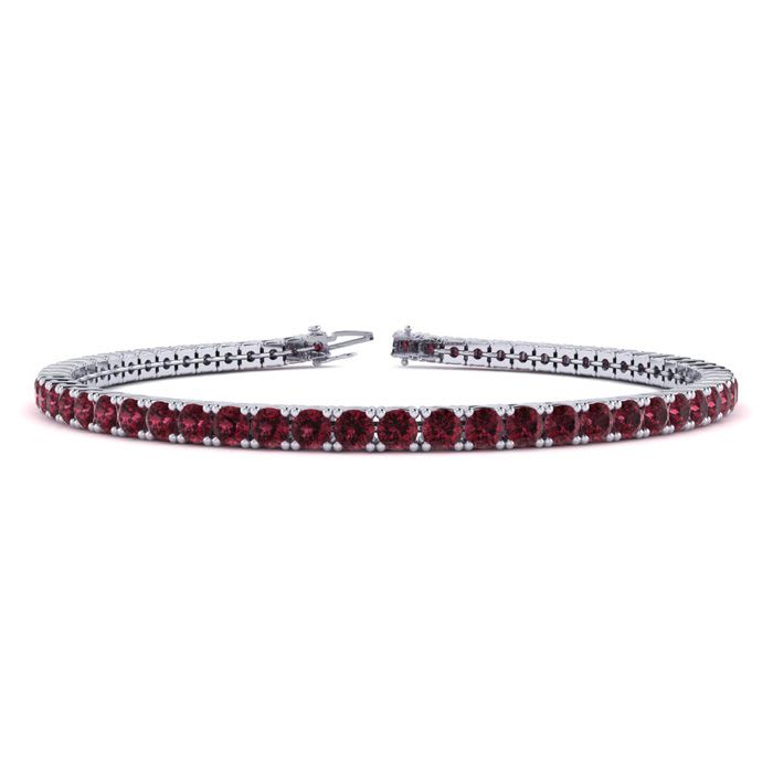 Garnet Bracelet: Garnet Jewelry: 3 1/2 Carat Garnet Tennis Bracelet In 14 Karat White Gold, 7 1/2 Inches