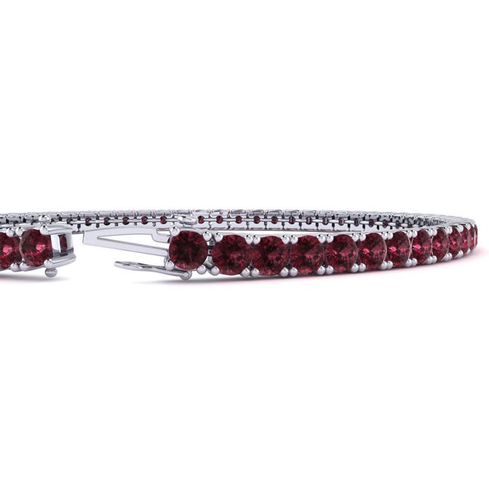 Garnet Bracelet: Garnet Jewelry: 3 1/2 Carat Garnet Tennis Bracelet In 14 Karat White Gold, 7 1/2 Inches