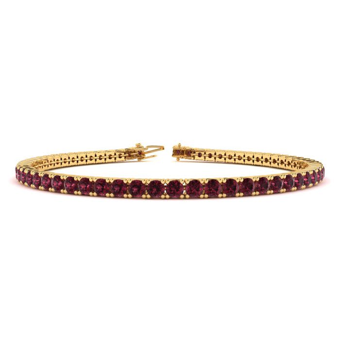 Garnet Bracelet: Garnet Jewelry: 3 1/3 Carat Garnet Tennis Bracelet In 14 Karat Yellow Gold, 7 Inches