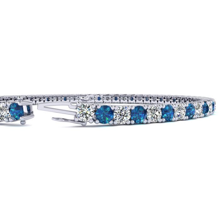 2 1/2 Carat Blue And White Diamond Tennis Bracelet In 14 Karat White Gold, 6 1/2 Inches