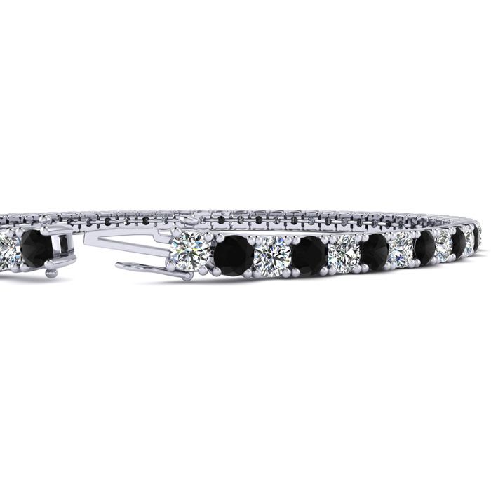 3 1/4 Carat Black And White Diamond Tennis Bracelet In 14 Karat White Gold, 8 1/2 Inches