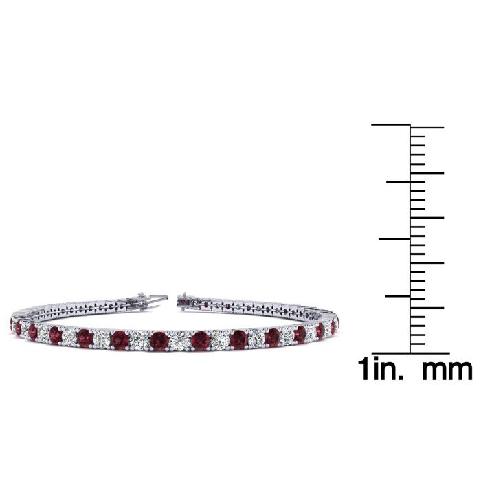 Garnet Bracelet: Garnet Jewelry: 2 3/4 Carat Garnet And Diamond Tennis Bracelet In 14 Karat White Gold, 6 1/2 Inches