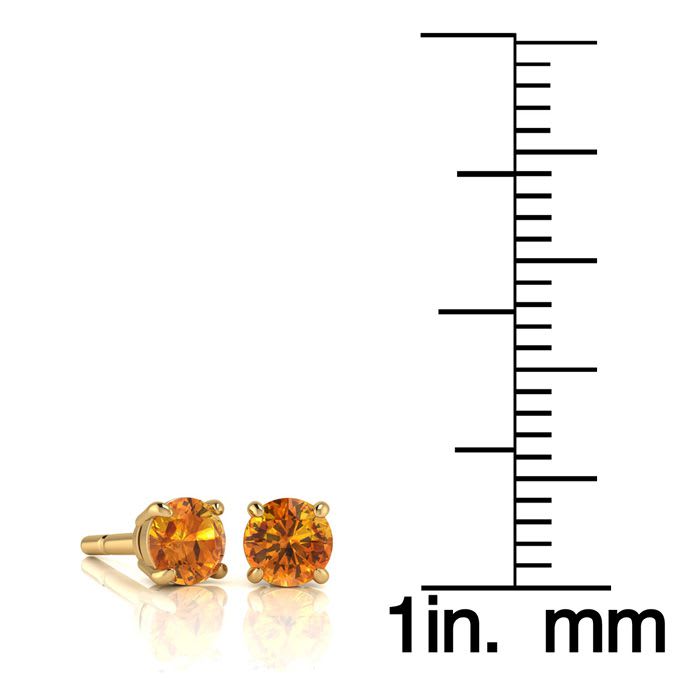 1/2 Carat Round Shape Citrine Stud Earrings In 14K Yellow Gold Over Sterling Silver