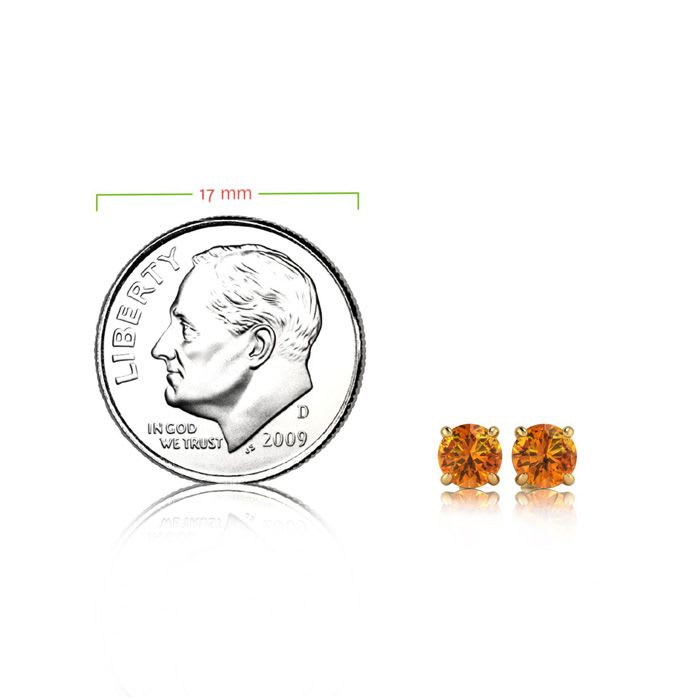 1/2 Carat Round Shape Citrine Stud Earrings In 14K Yellow Gold Over Sterling Silver