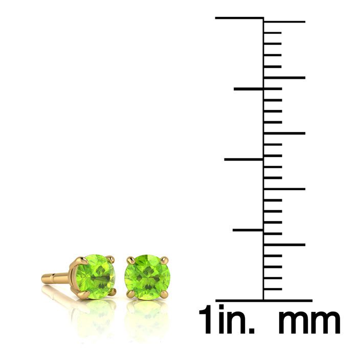 1/2 Carat Round Shape Peridot Stud Earrings In 14K Yellow Gold Over Sterling Silver