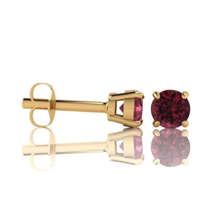 Garnet Earrings: Garnet Jewelry: 1/2 Carat Round Shape Garnet Stud Earrings In 14K Yellow Gold Over Sterling Silver