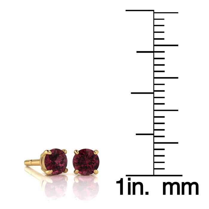 Garnet Earrings: Garnet Jewelry: 1/2 Carat Round Shape Garnet Stud Earrings In 14K Yellow Gold Over Sterling Silver