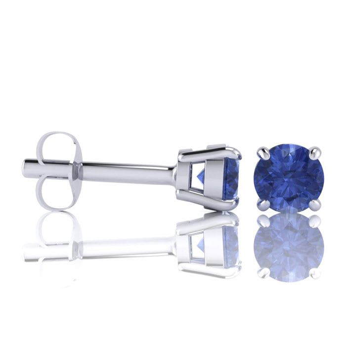 1 Carat Round Shape Tanzanite Stud Earrings In Sterling Silver