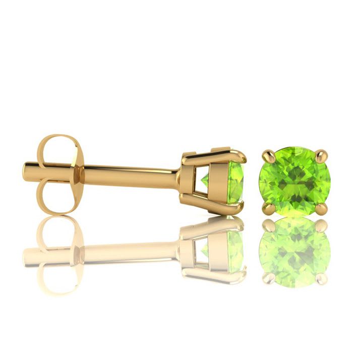 1 1/3 Carat Round Shape Peridot Stud Earrings In 14K Yellow Gold Over Sterling Silver