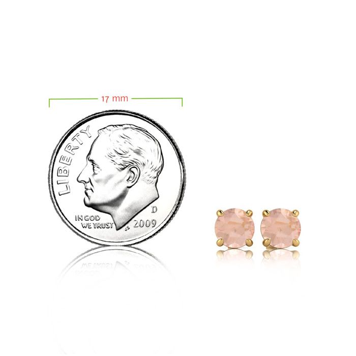 1 Carat Round Shape Morganite Earrings Studs In 14K Yellow Gold Over Sterling Silver