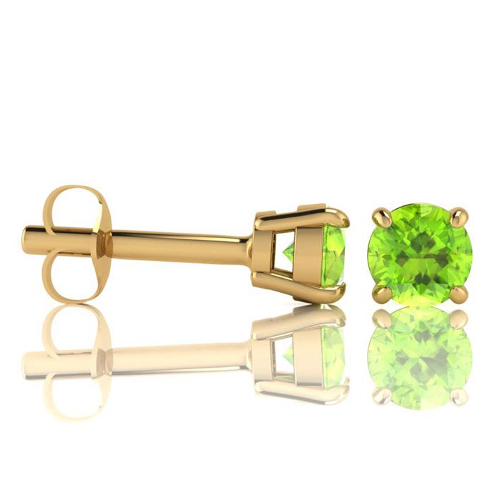 2 1/4 Carat Round Shape Peridot Stud Earrings In 14K Yellow Gold Over Sterling Silver